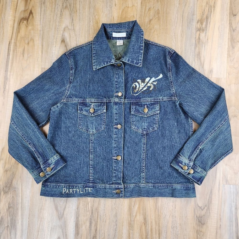 🩵NWOT PartyLite Blue Denim Buttoned Jacket Medium